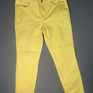 Talbots Petite 8P Yellow Slim Ankle Jeans Stretch Mid Rise 26” Inseam